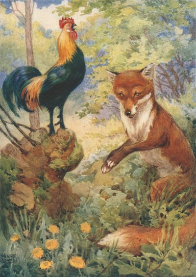 Chanticleer y Dan Russell, de Los cuentos de Canterbury de Geoffrey Chaucer de Frank Adams